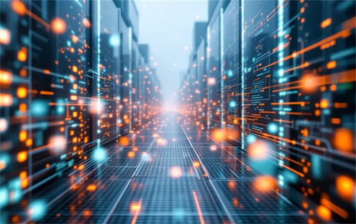 Futuristic data server room for high-speed 6G network infrastructure